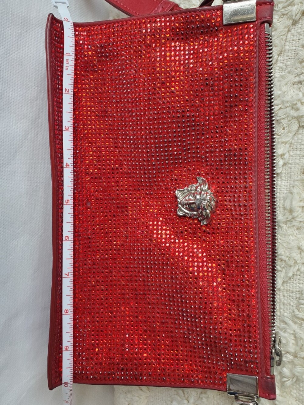 Versace Red Crystal-Embellished Wristlet Clutch - Picture 8 of 16